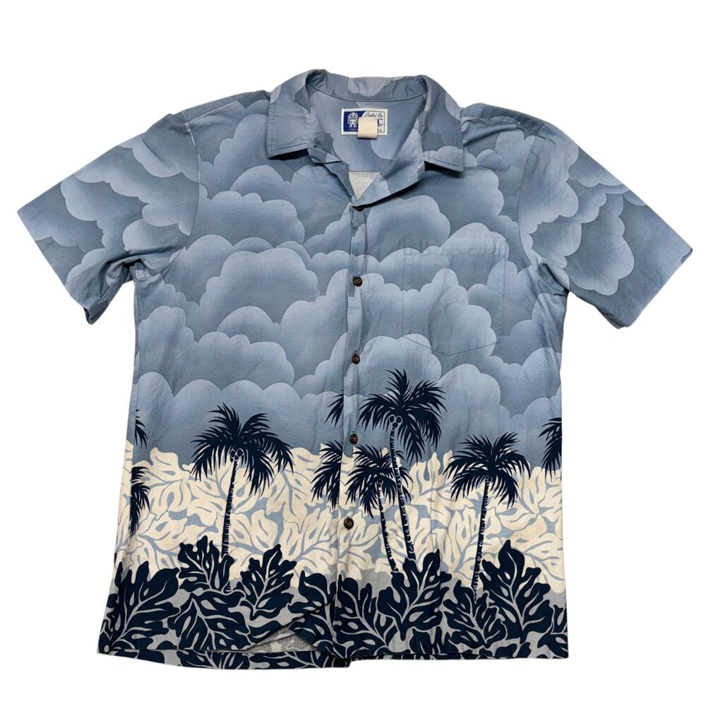 Vintage RJC Shirt Mens Large Blue Hawaiian Camp Tropical Aloha Made in USA